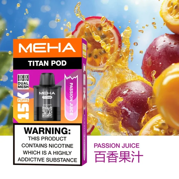 MEHA 魅嗨 TITAN 泰坦 15000口 專用煙彈｜具備 Mesh 網芯炸裂口感與 3% 尼古丁鹽，採用 15ml 巨量裝確保每一口都鮮活飽滿，搭配專用 TITAN 主機