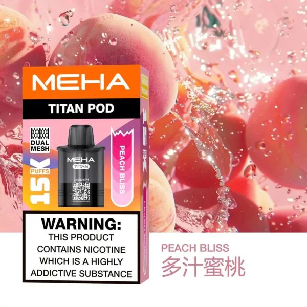 MEHA 魅嗨 TITAN 泰坦 15000口 專用煙彈｜具備 Mesh 網芯炸裂口感與 3% 尼古丁鹽，採用 15ml 巨量裝確保每一口都鮮活飽滿，搭配專用 TITAN 主機