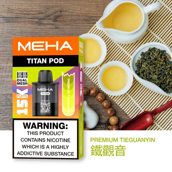 MEHA 魅嗨 TITAN 泰坦 15000口 專用煙彈｜具備 Mesh 網芯炸裂口感與 3% 尼古丁鹽，採用 15ml 巨量裝確保每一口都鮮活飽滿，搭配專用 TITAN 主機