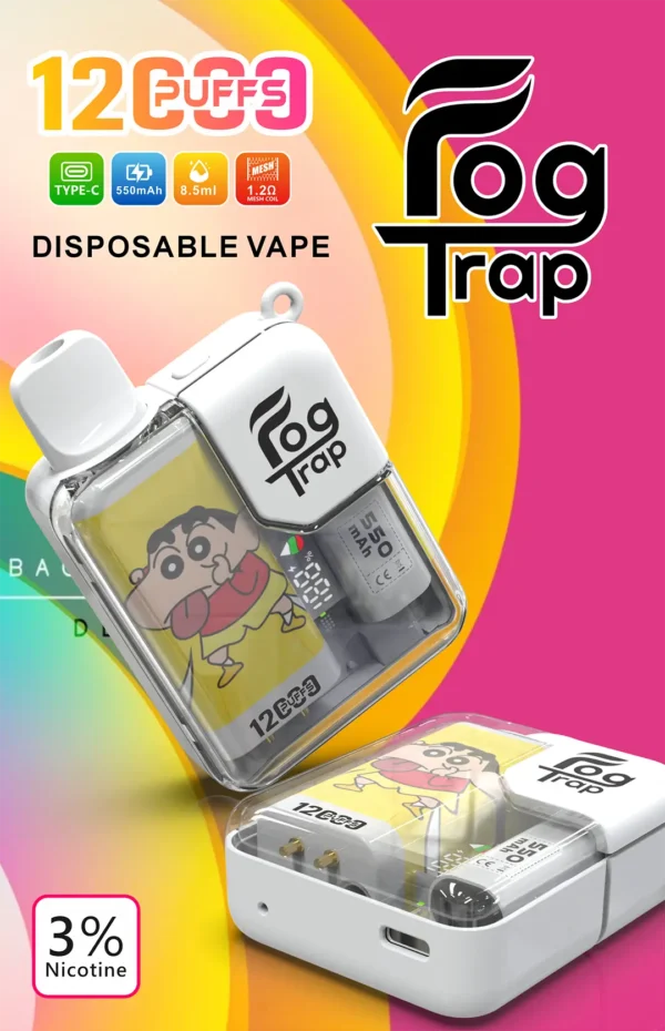 【買十送一】Fog Trap 限量聯名 蠟筆小新 × LABUBU 12000口拋棄式電子煙｜配備油電數位顯示屏，支援雙檔功率切換