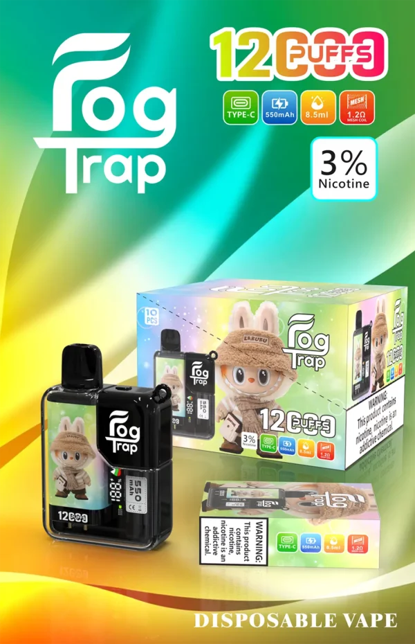 【買十送一】Fog Trap 限量聯名 蠟筆小新 × LABUBU 12000口拋棄式電子煙｜配備油電數位顯示屏，支援雙檔功率切換