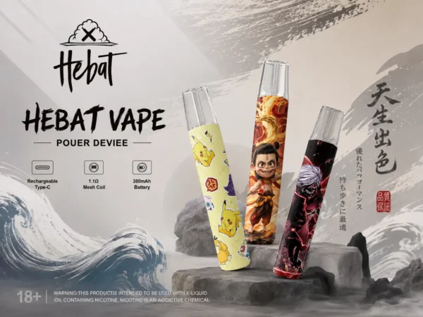 Hebat 喜貝 Labubu 聯名 一代通用主機｜潮流公仔高顏值潮流設計與金屬細膩觸感，搭載 8.5W 穩定輸出、380mAh 大電量與 Type-C 快充，完美適配一代通用煙彈