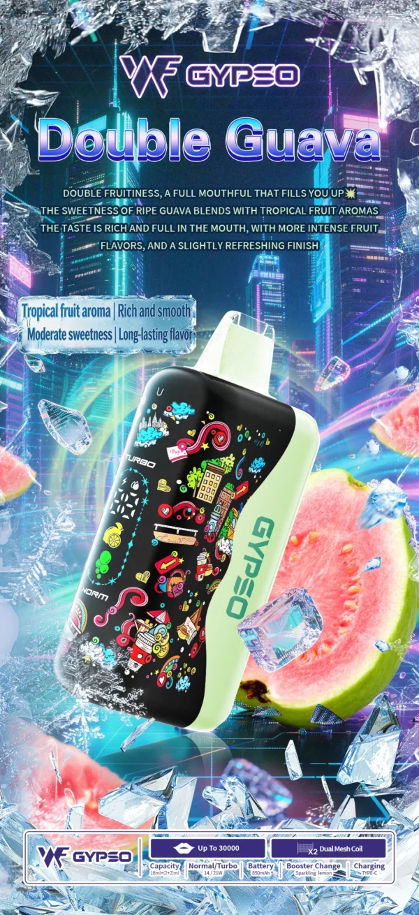 GYPSO 滿天星 30000口拋棄式電子煙｜18ml巨量油艙，支援 Normal/Turbo 雙功率與 Type-C充電