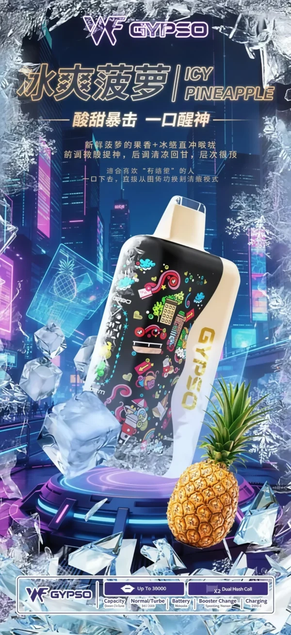 GYPSO 滿天星 30000口拋棄式電子煙｜18ml巨量油艙，支援 Normal/Turbo 雙功率與 Type-C充電