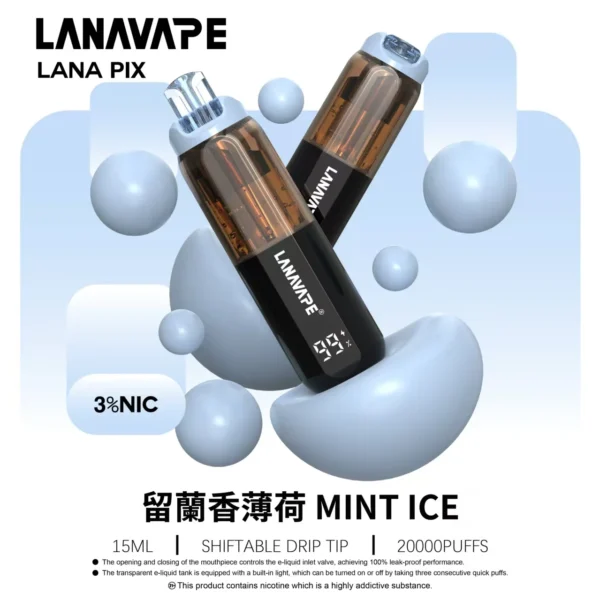 LANA-PIX-閃光彈-一次性20000口-留蘭香薄荷.webp LANA PIX 閃光彈 20000口拋棄式電子煙|可摺疊式吸嘴,配備 15ml儲油、850mAh電池與 Mesh網芯