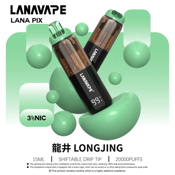 LANA-PIX-閃光彈-一次性20000口-龍井.webp LANA PIX 閃光彈 20000口拋棄式電子煙|可摺疊式吸嘴,配備 15ml儲油、850mAh電池與 Mesh網芯