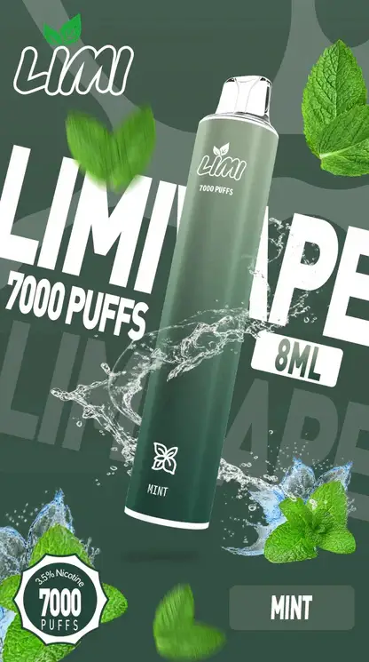 LIMI拋棄式一次性7000口-1.webp LIMI 7000口 拋棄式電子煙|具備 3.5% 尼古丁鹽強勁擊喉感與冰感水果系列清涼口感,搭載吸氣發光 LED 燈條及 650mAh 可充電池