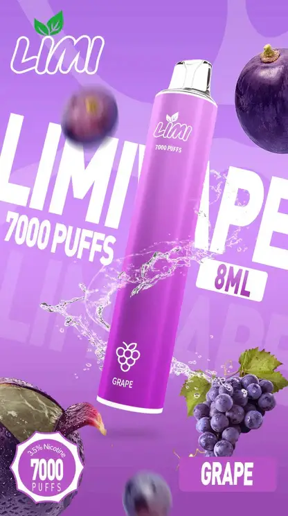 LIMI拋棄式一次性7000口-3.webp LIMI 7000口 拋棄式電子煙|具備 3.5% 尼古丁鹽強勁擊喉感與冰感水果系列清涼口感,搭載吸氣發光 LED 燈條及 650mAh 可充電池