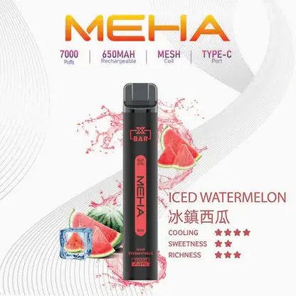 MEHA-XBAR-拋棄式-7000口小黑條-2.webp MEHA XBAR 魅嗨 小黑條 7000口 拋棄式電子煙|具備 3% 尼古丁鹽黃金配方與極強冰感體驗,採用 Mesh 芯爆發力強,搭配 650mAh 大電量可充電長效續航