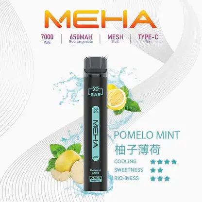 MEHA-XBAR-拋棄式-7000口小黑條-9.webp MEHA XBAR 魅嗨 小黑條 7000口 拋棄式電子煙|具備 3% 尼古丁鹽黃金配方與極強冰感體驗,採用 Mesh 芯爆發力強,搭配 650mAh 大電量可充電長效續航