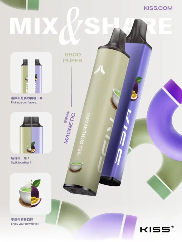 c4e4321bbdf1c65a8936386aaa68ffdd.webp KIS5 鎧斯 6500口 拋棄式電子煙|具備升級不漏油結構與順滑擊喉感,支援雙芯磁吸自由配與 Type-C 快充長效續航