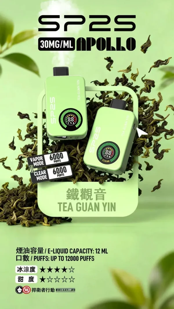 SP2S 12000口 拋棄式電子煙｜具備 9W/13.6W 雙檔調壓與 12ml 大容量油艙，採用 30mg 尼古丁鹽，搭載 650mAh 大電量並支援 Type-C 快充